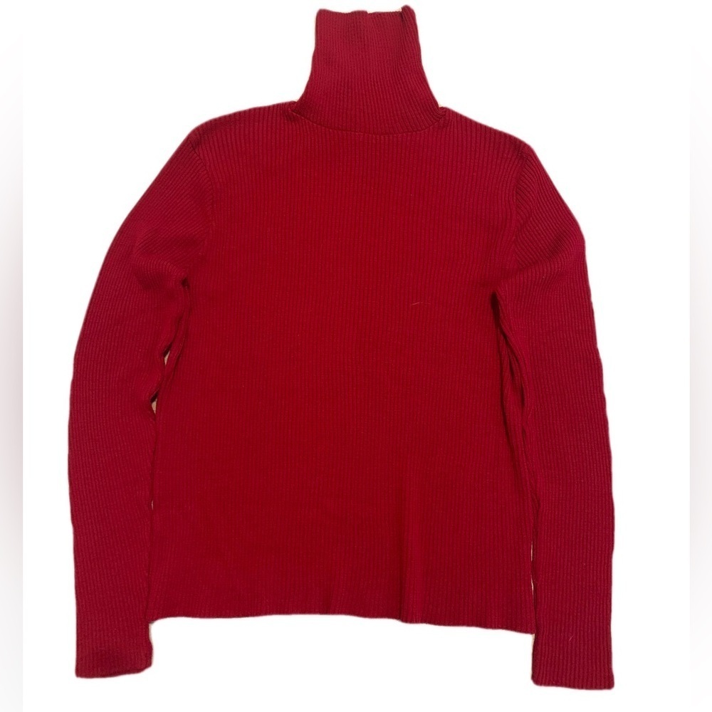 21. Truly Classic Classique Ribbed Red Turtleneck Sweater L